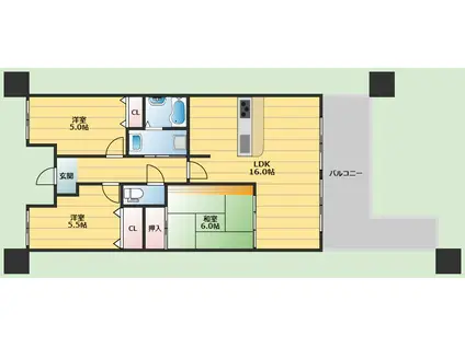 グランビスタ上新田(3LDK/2階)の間取り写真