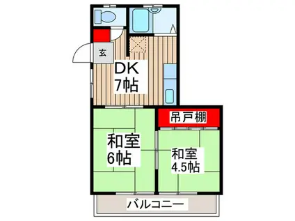 井上建築コーポ(2DK/1階)の間取り写真