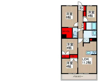 グランカーサ川口青木町公園(4LDK/2階)の間取り写真