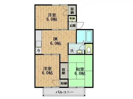 第5二塚ハイツ(3DK/1階)の間取り写真
