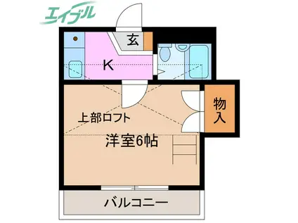 北浜町アパート(1K/2階)の間取り写真