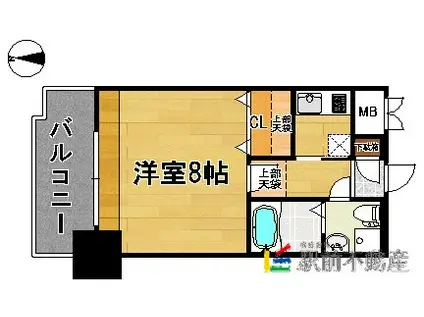 エステート・モア・西公園(1K/3階)の間取り写真