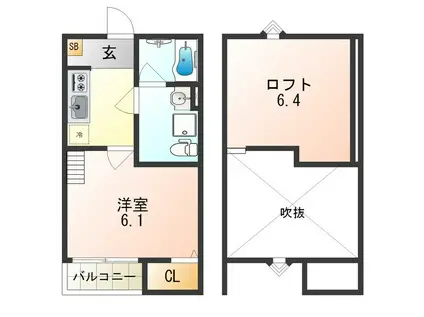 アクセル三津屋北(1K/1階)の間取り写真
