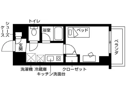 ルリエクラ近大通(1K/4階)の間取り写真
