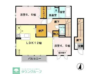 ディアコートI(2LDK/2階)の間取り写真