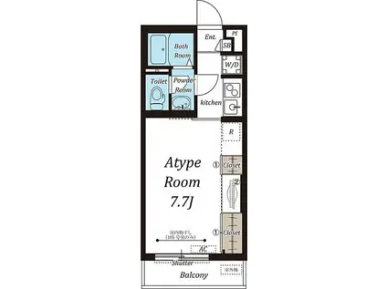 リブリ・所沢(1K/3階)の間取り写真