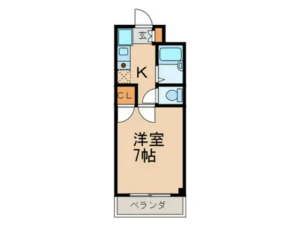 ドルフ亀島IV(1K/3階)の間取り写真