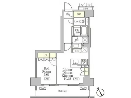 リーフシティ市川ザ・レジデンス(1LDK/7階)の間取り写真