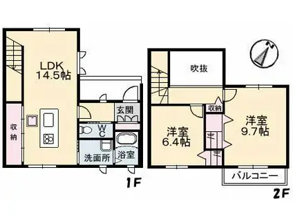 ハレクラニA棟(2LDK/2階)の間取り写真