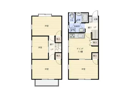 ラ・ボヌール(4DK/1階)の間取り写真