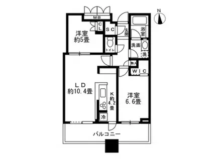 パークタワー目黒 18階(2LDK/18階)の間取り写真