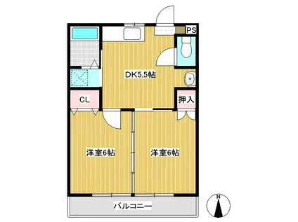 内樹マンションII(2DK/2階)の間取り写真