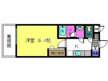 フジパレスリベーラ今福(1K/1階)の間取り写真