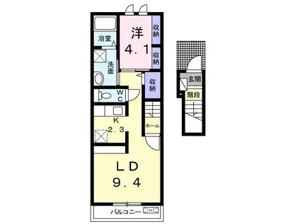 パステルプリンセス IV(1LDK/2階)の間取り写真