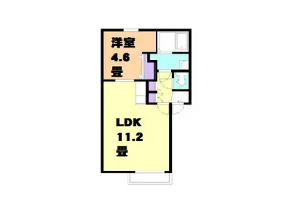 デリス・メゾン輪西II(1LDK/1階)の間取り写真