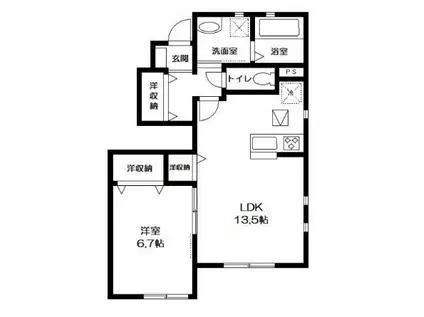 ボナール(1LDK/1階)の間取り写真