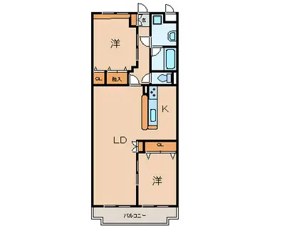 FメゾンII(2LDK/4階)の間取り写真