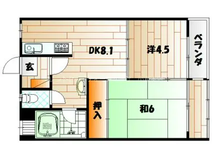 第12小倉三萩野IR BLD(2DK/7階)の間取り写真