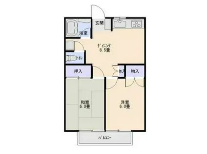 第2ハウスグリーン(2DK/2階)の間取り写真