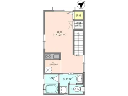 ハイムアオキ(ワンルーム/2階)の間取り写真