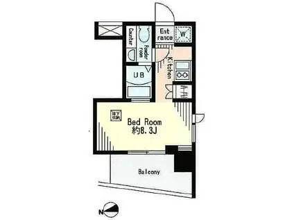 レジディア市谷薬王寺(ワンルーム/6階)の間取り写真