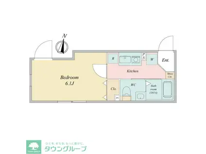 LIVEFLAT恵比寿 (1K/1階)の間取り写真