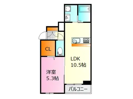 PALAIS広瀬北町(1LDK/1階)の間取り写真