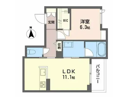 アメリス(1LDK/2階)の間取り写真