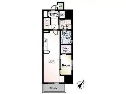 サニークレスト山王公園(1LDK/12階)の間取り写真