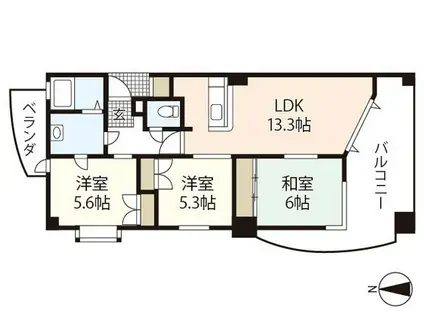 グローリー三滝(3LDK/6階)の間取り写真