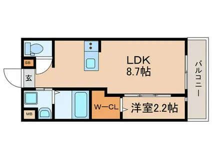 リアコート枚方御殿山町サウス(1LDK/1階)の間取り写真