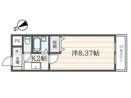 ソレアード(1K/2階)の間取り写真