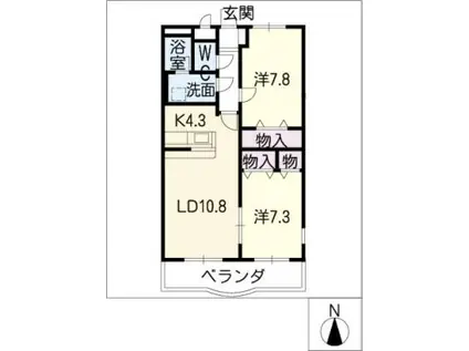 フルール(2LDK/2階)の間取り写真