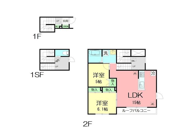 SPACE45 A(2LDK/2階)の間取り写真