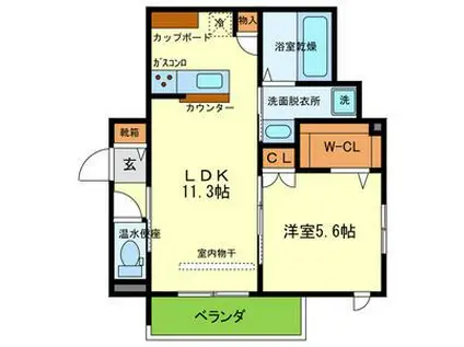 シュライクガーデン(1LDK/2階)の間取り写真