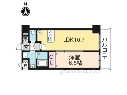 プレサンス京都四条烏丸響(1LDK/2階)の間取り写真