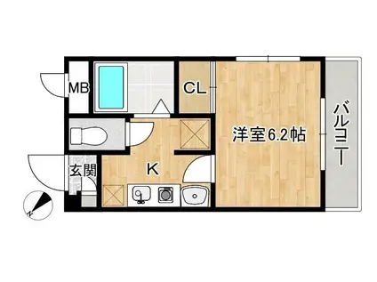 セピアコートZEN(1K/2階)の間取り写真