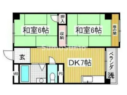 クリアスカイ立花(2DK/2階)の間取り写真