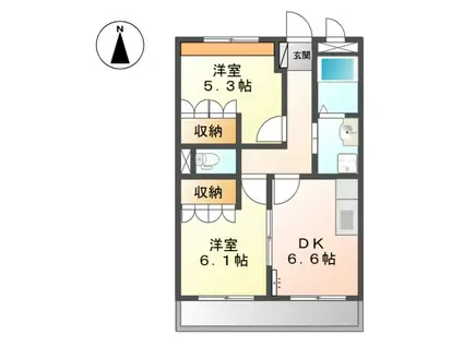 エスポワール青山(2DK/1階)の間取り写真