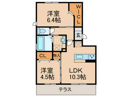 BELLDEMEUREA棟(2LDK/1階)の間取り写真