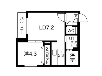 STRAHL澄川(1LDK/1階)の間取り写真