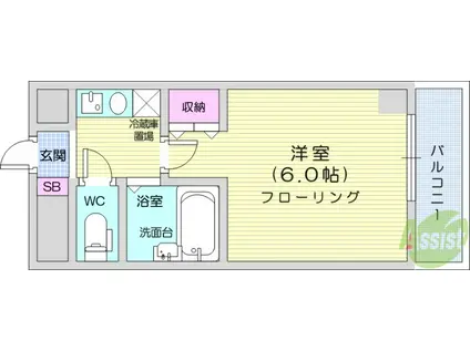 ステュディオ仙台(1K/5階)の間取り写真