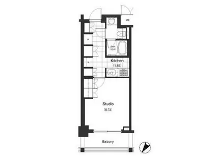 パークキューブ目黒タワー(1K/1階)の間取り写真