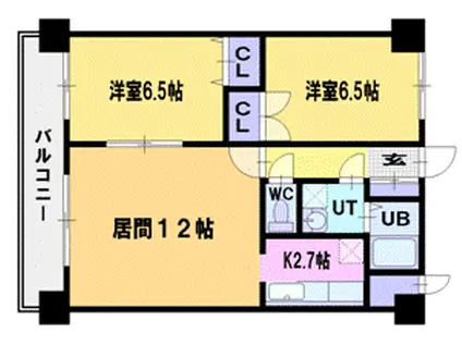 エスペランサオカダマ(2LDK/5階)の間取り写真