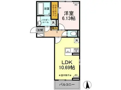 エクシブ前橋(1LDK/2階)の間取り写真