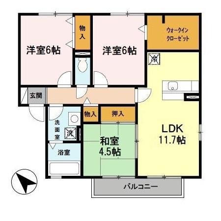 ハッピーロード佐土(3LDK/2階)の間取り写真