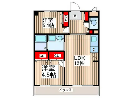 シュロス前田(2LDK/2階)の間取り写真