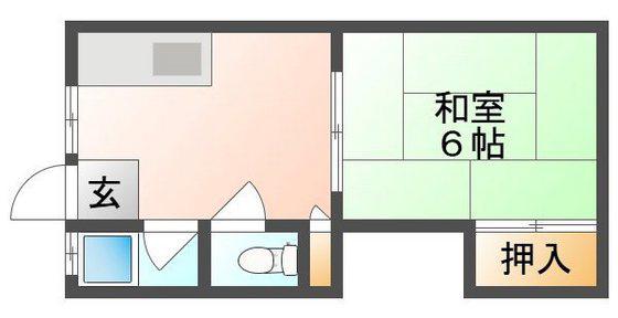 第1長徳荘(1K/1階)の間取り写真