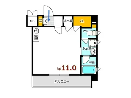 ヴェラーレ新大州橋(ワンルーム/5階)の間取り写真