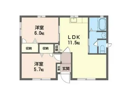 パストラルヒルズB(2LDK/1階)の間取り写真